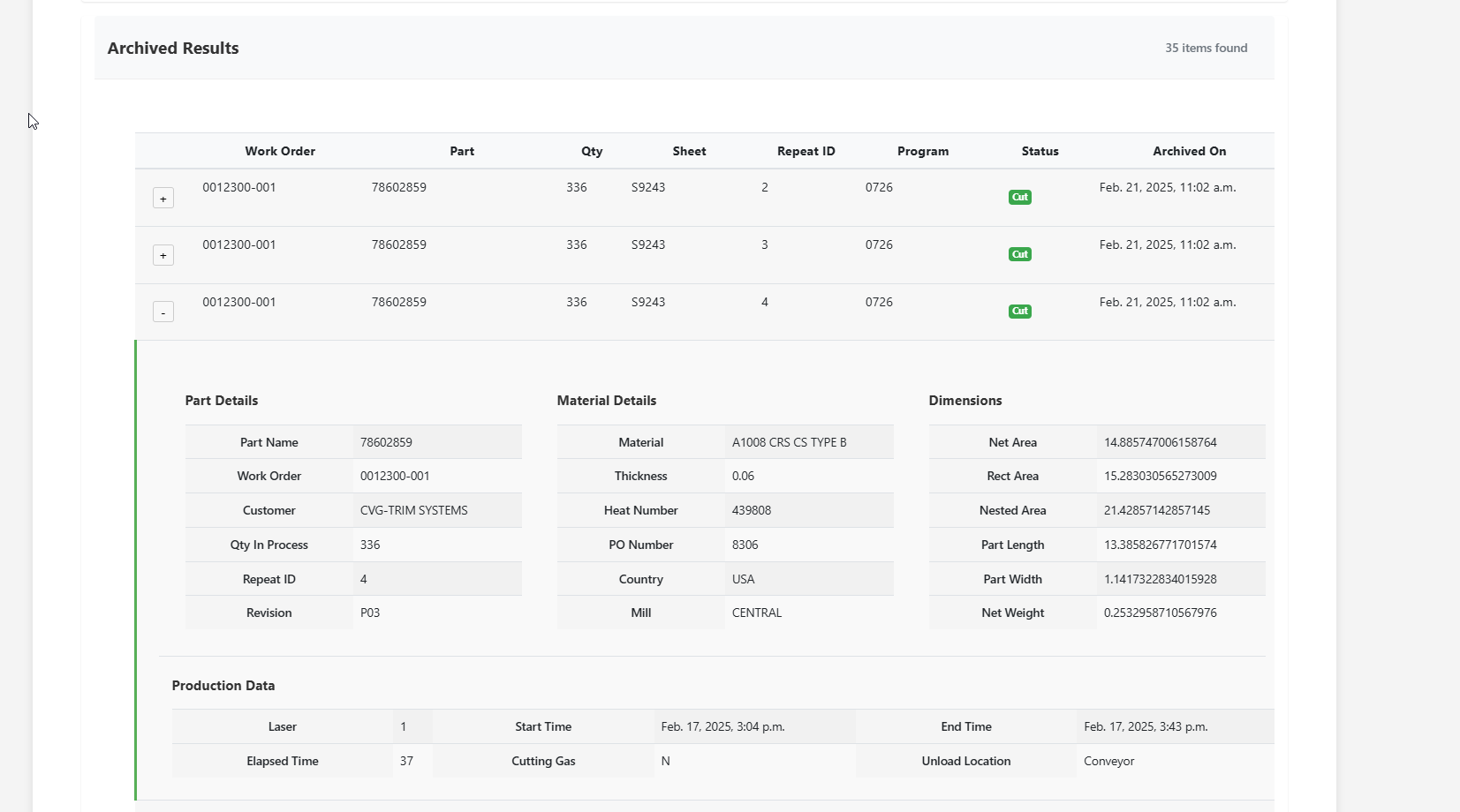 Archive Results